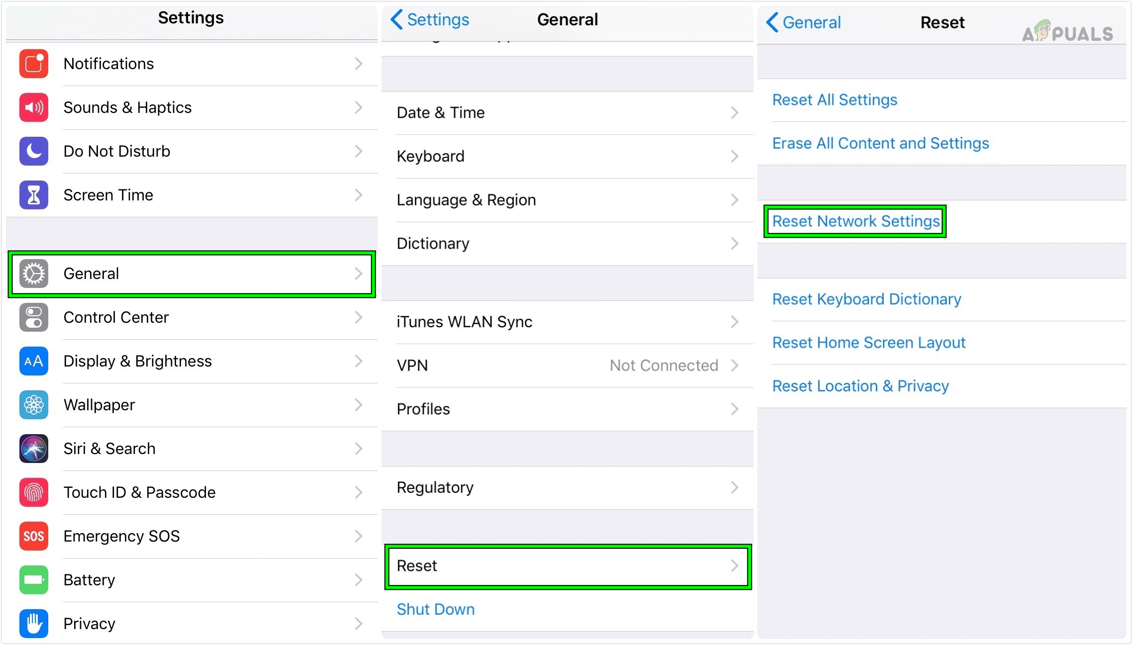 Reset Network Settings of the iPhone