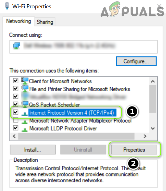 Open Properties of Internet Protocol Version 4 (TCP IPv4)