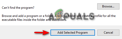 Adding Selected Program