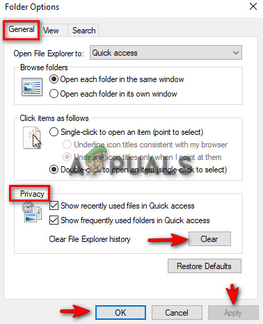 Clearing File Explorer history