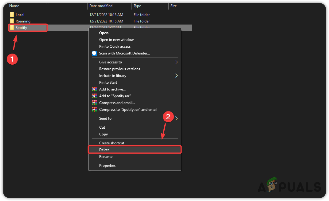 Deleting Spotify folder