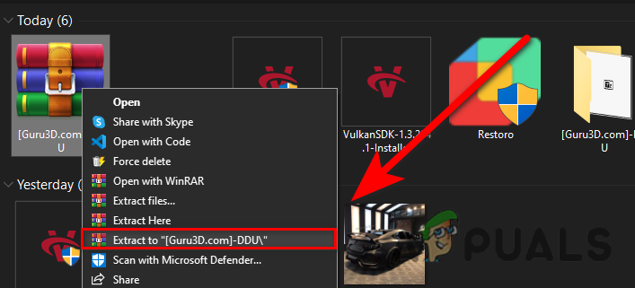Extracting DDU Zip folder with WinRar