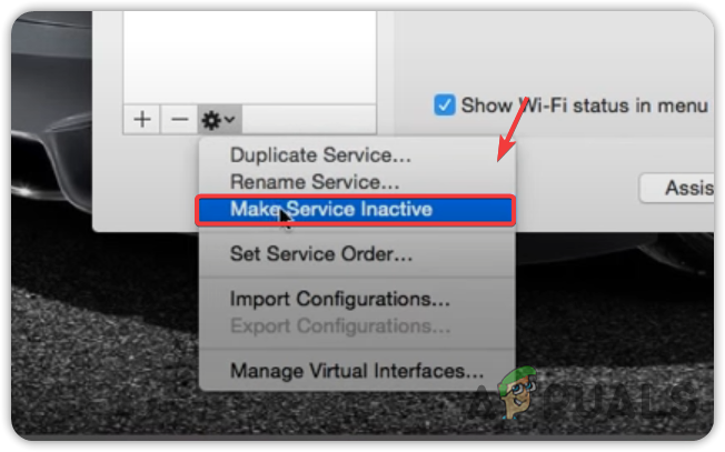 Making a WIFI Network Service Inactive
