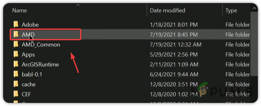Navigating to AMD folder