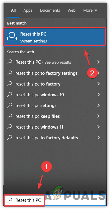 Navigating to Recovery System to Reset Windows