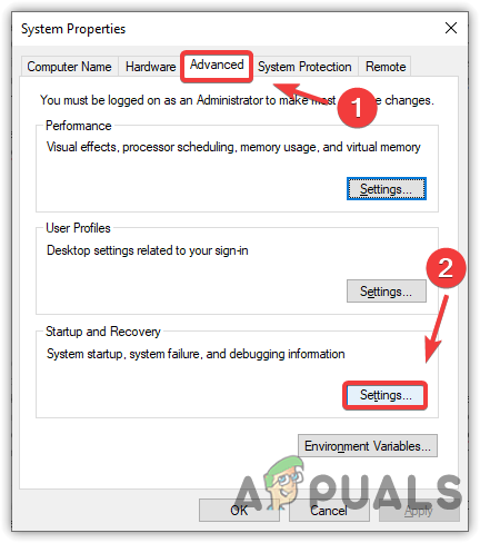 Opening system failure and debugging settings