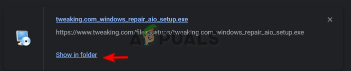 Opening the download location of the Windows Repair Pro