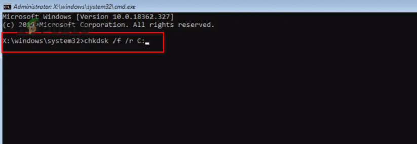 Performing a chkdsk scan.