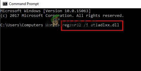 Re-registering the atiadlxx.dll file