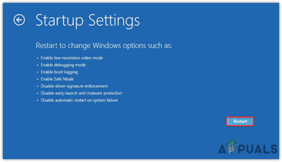 Restarting Windows to enable Safe Mode