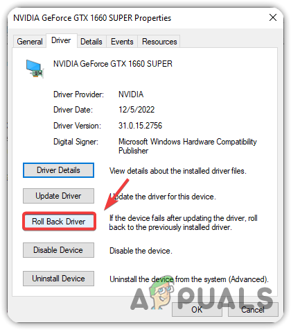 Roll backing the Graphics driver