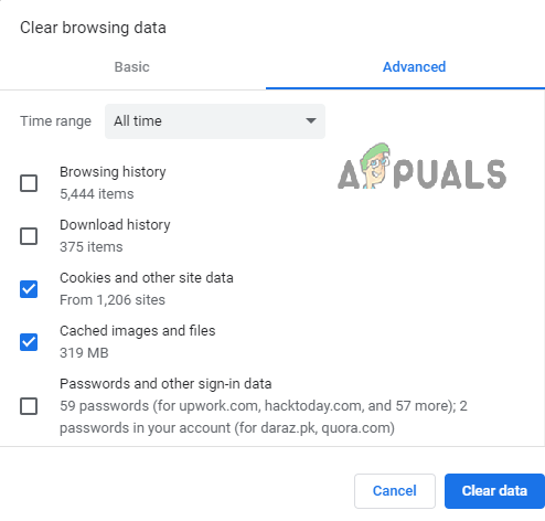 Select Cache & Cookies and click Clear data