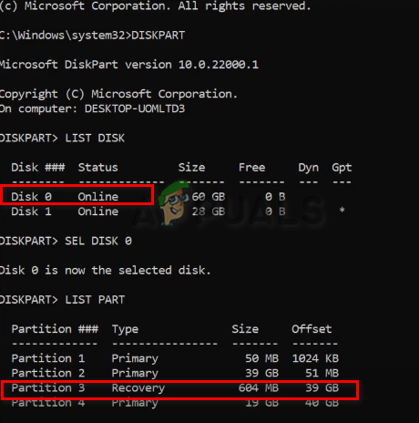 Selecting Disk and Partition to delete