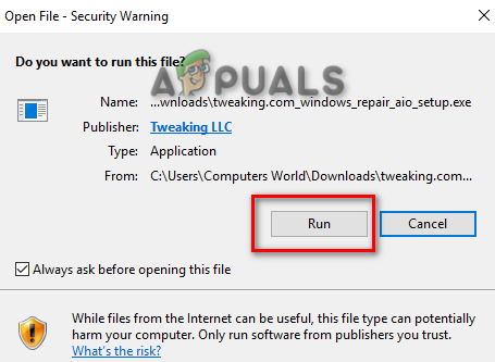 Starting the Windows Repair Pro software installation