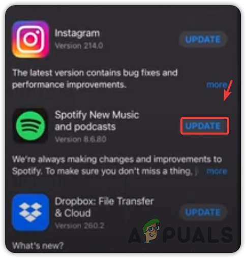 Updating Spotify App on iOS or iPod