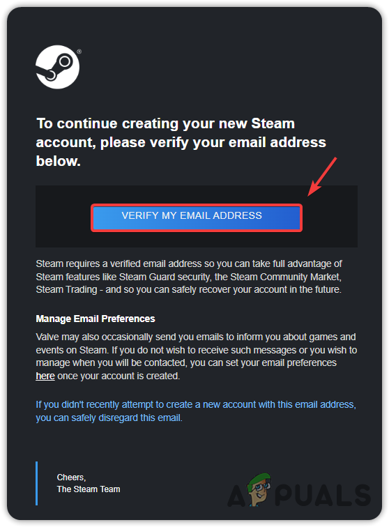Verifying email address