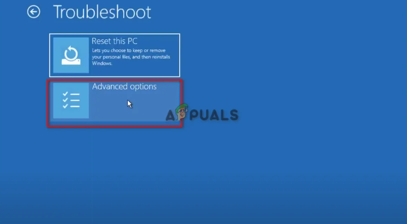 Visiting the Advanced Options