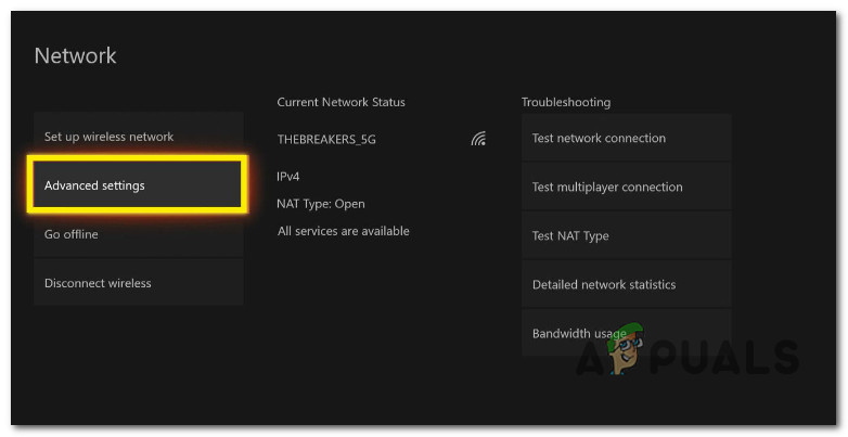 Access the Advanced Settings menu