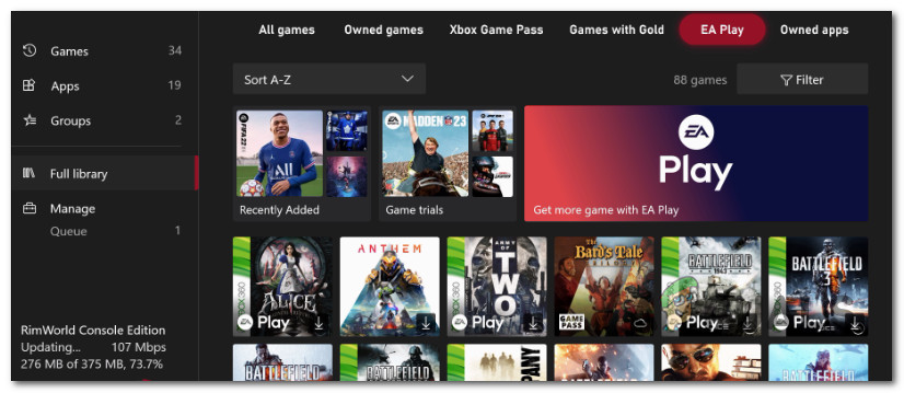 Access the Library menu