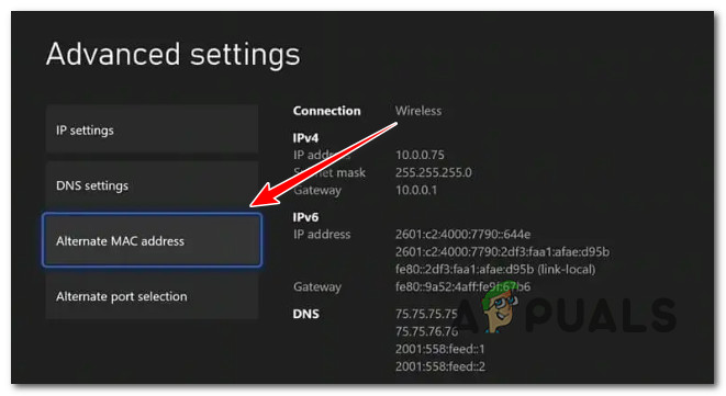Clearing the alternate MAC address