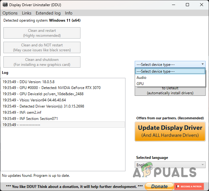 Selecting GPU as Device Type