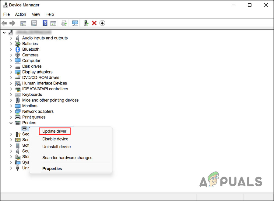 Click on the Update driver button