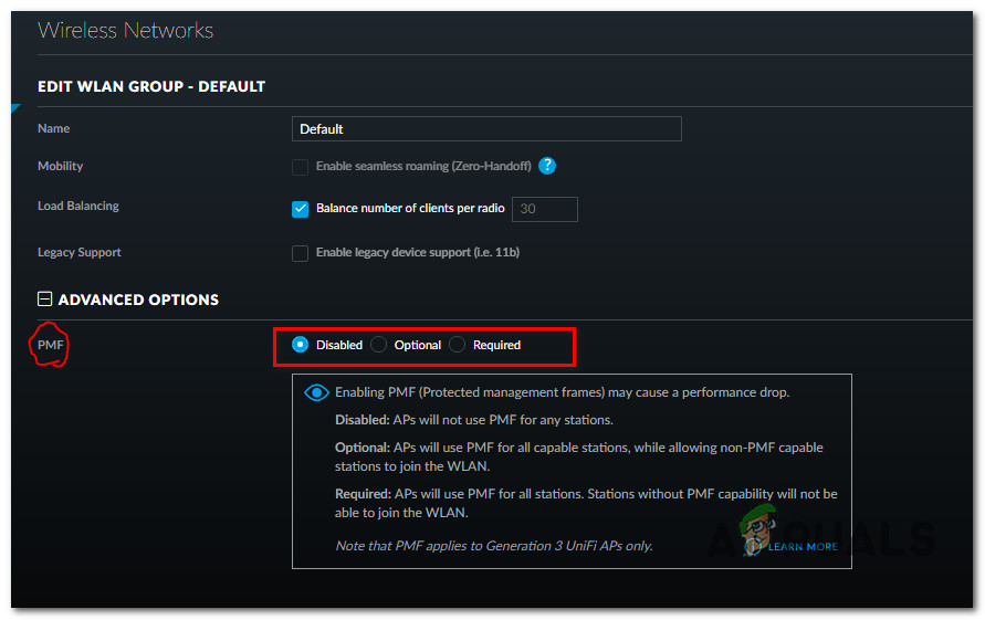 Disable the PMF feature