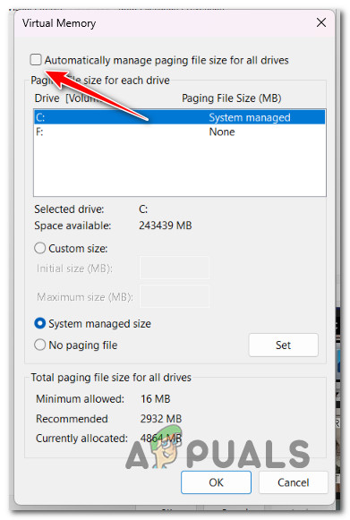 Disabling the paging file