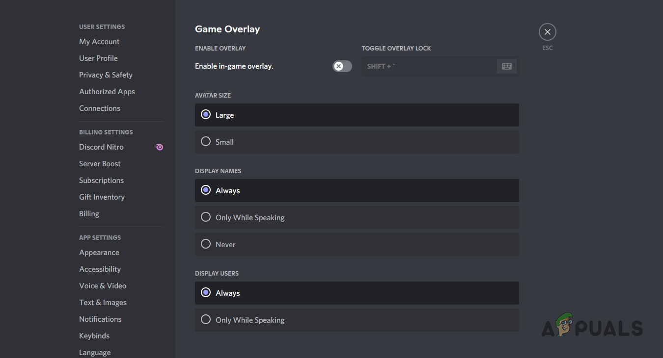 Disabling Discord Overlay
