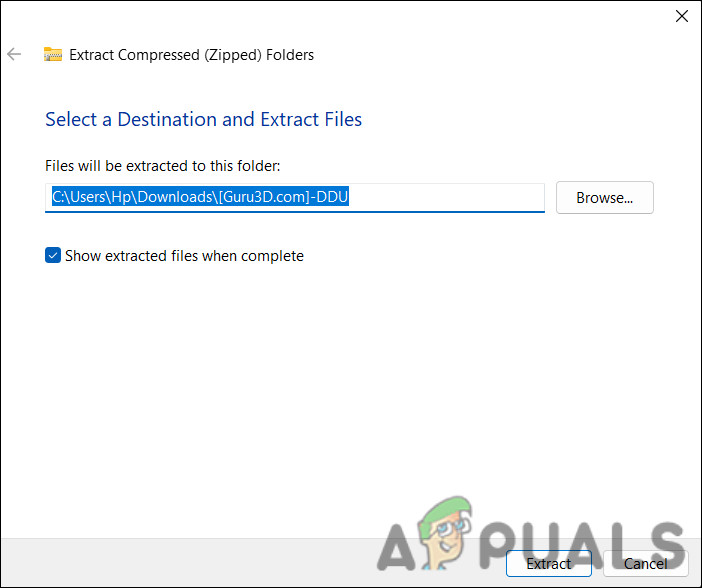 Click on the Extract button