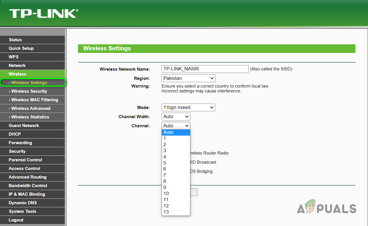 Change the Wi-Fi channel