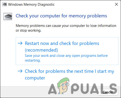 Run Memory Diagnostic tool