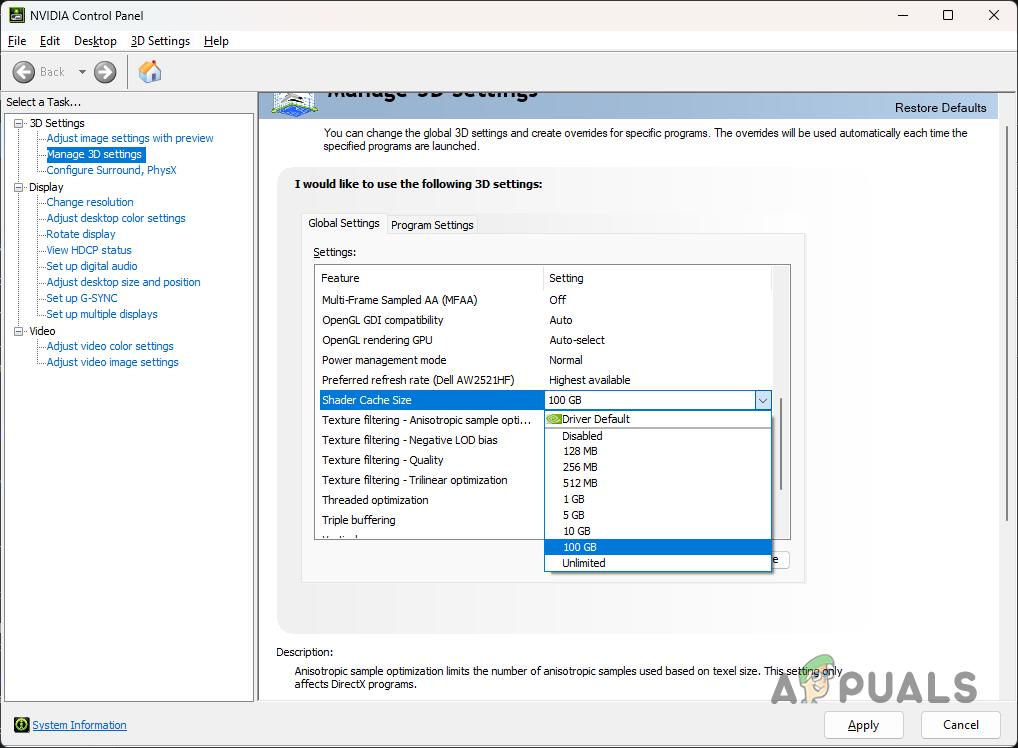 Increasing Shader Cache Size