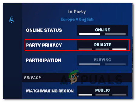 Access the Party Privacy Menu 