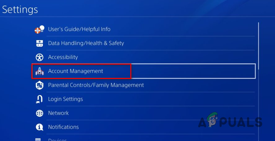 Navigating to Account Management on PlayStation 4