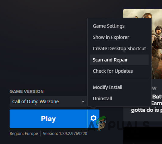 Repairing Warzone 2 on Battle.net