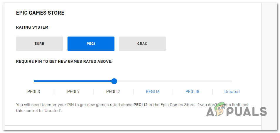 Set the PEGI rating to Pegi 12 or above