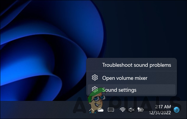 Click on the Sound settings option