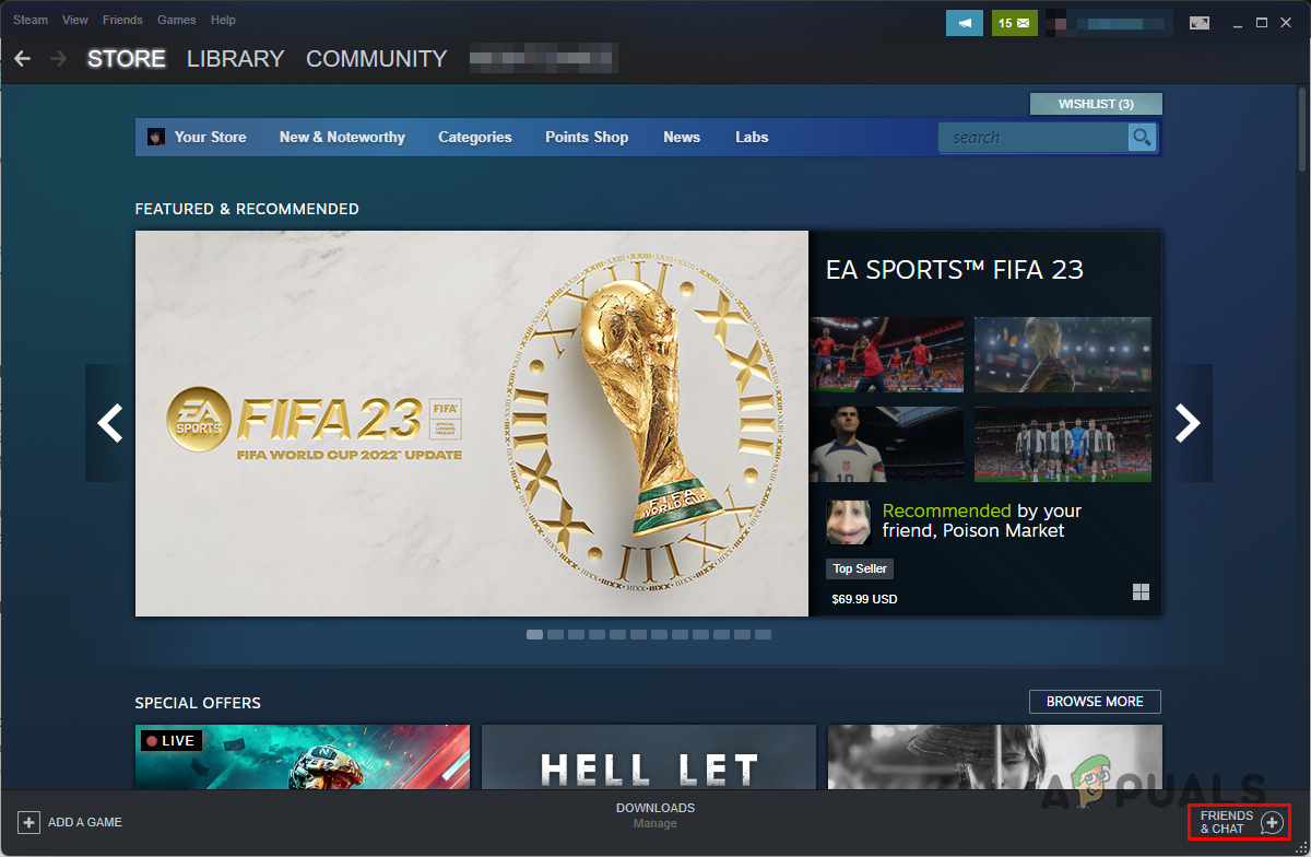 Opening Steam Friends Menu