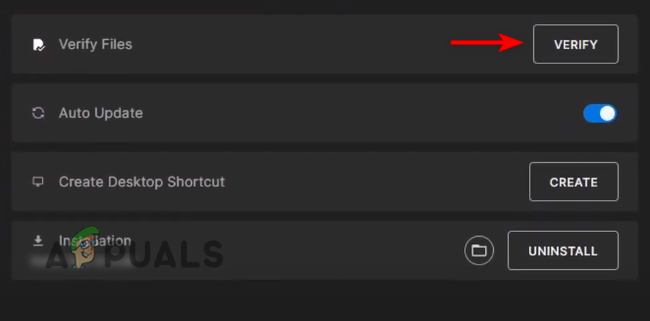 verifying the integrity of the game on Epic Games