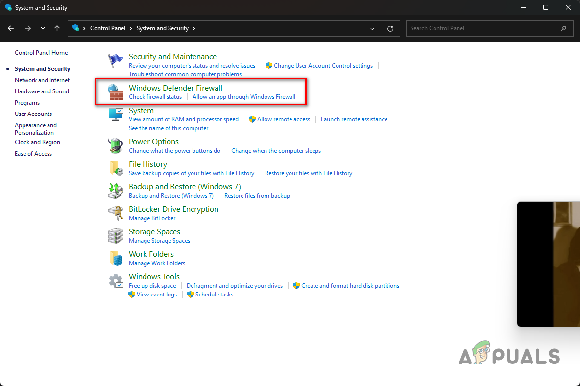 Navigating to Windows Firewall Settings