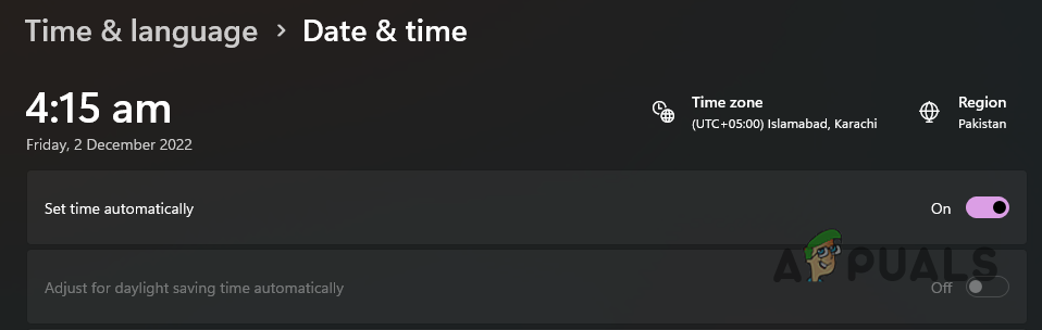 Setting Time Automatically in Windows