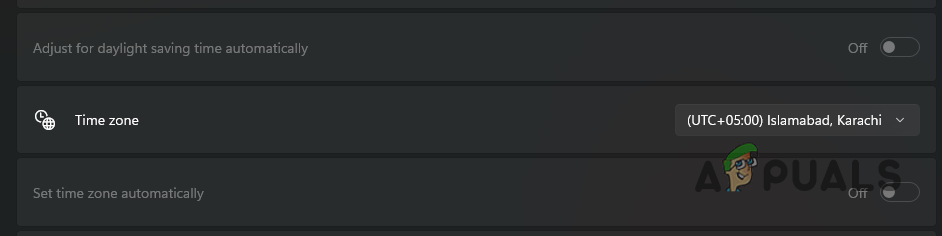 Choosing Windows Time Zone