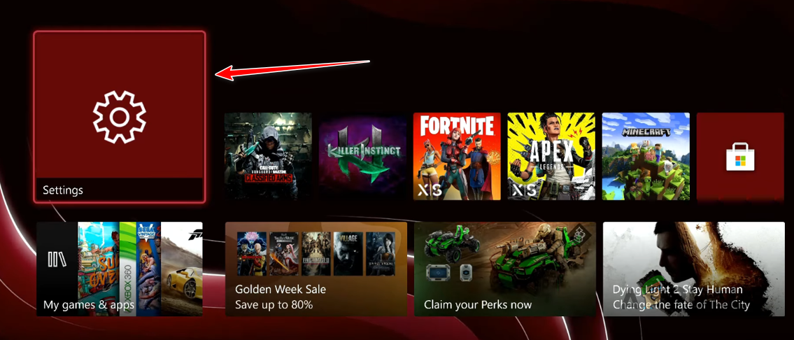 Navigating to Xbox Settings