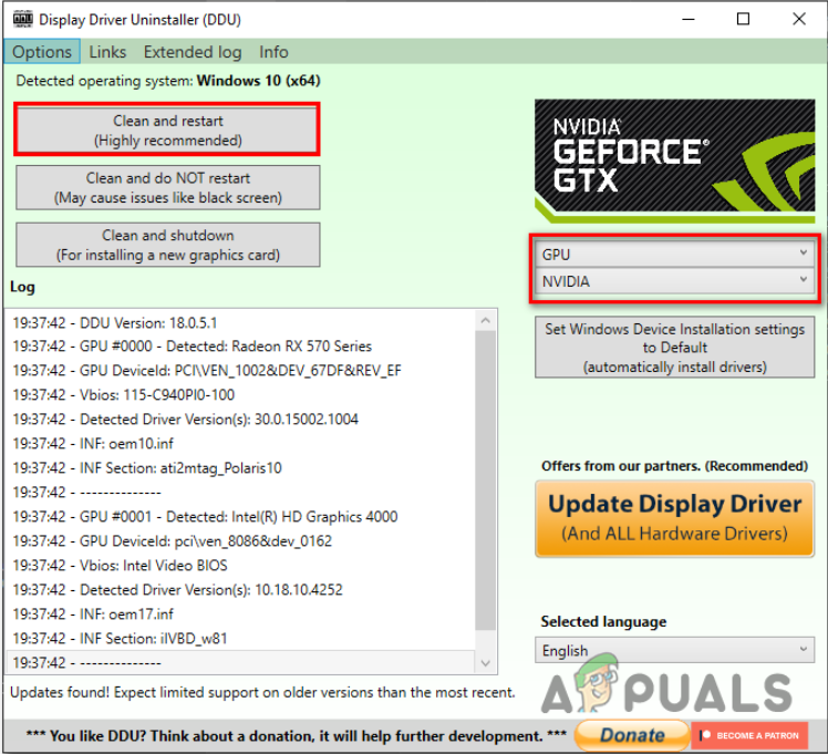Utilizing Display driver uninstaller 