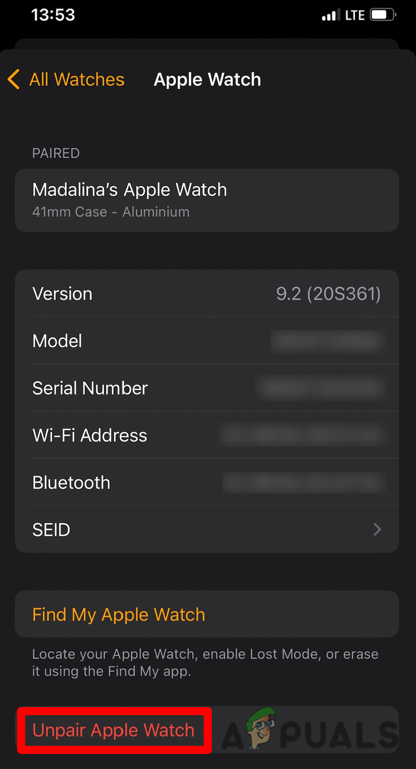 Unpairing the Apple Watch