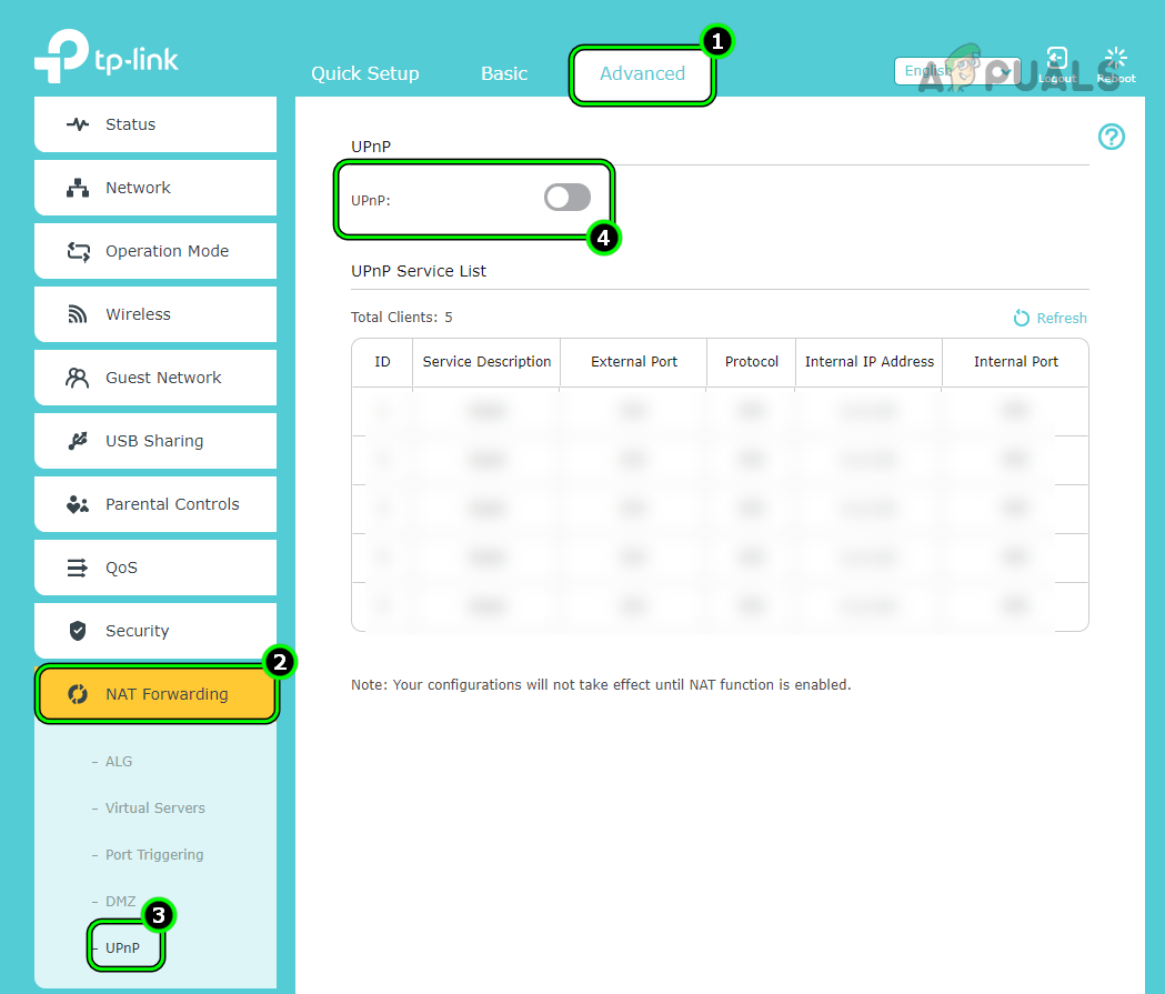 Enable UPnP in the Router's Settings
