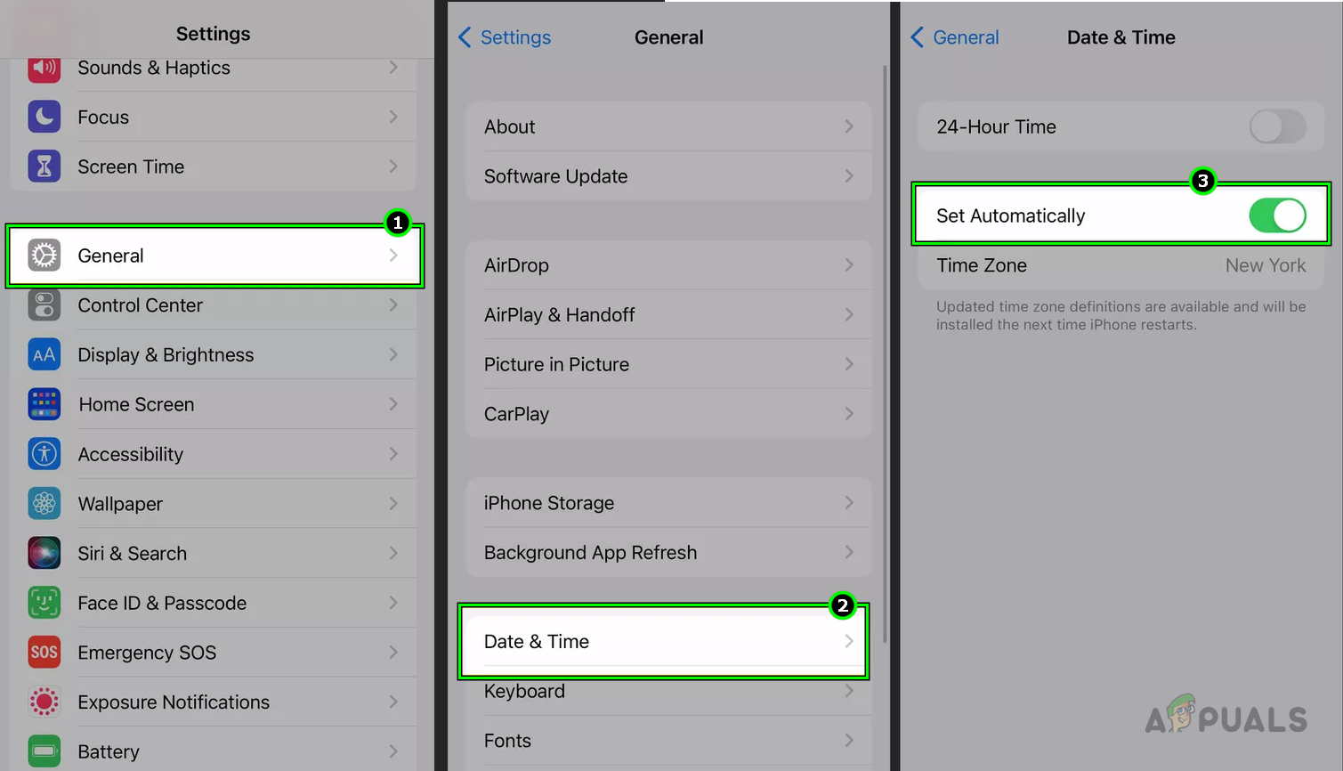 Disable Set Automatically in the Date & Time Settings of the iPhone