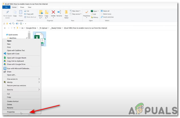 Right-click on the Workbook file