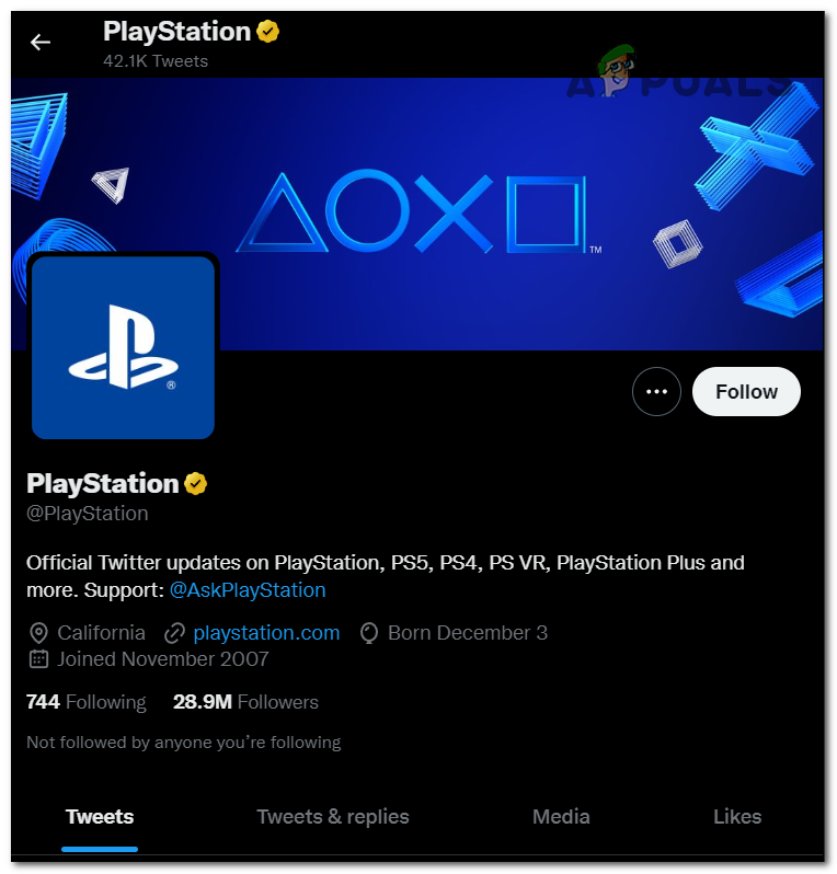 Checking the official Twitter page